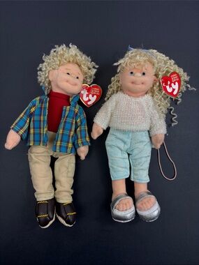 Ty Teenie Beanie Boppers Plush Dolls Sassy Star Rugged Rusty Blonde Curly Hair